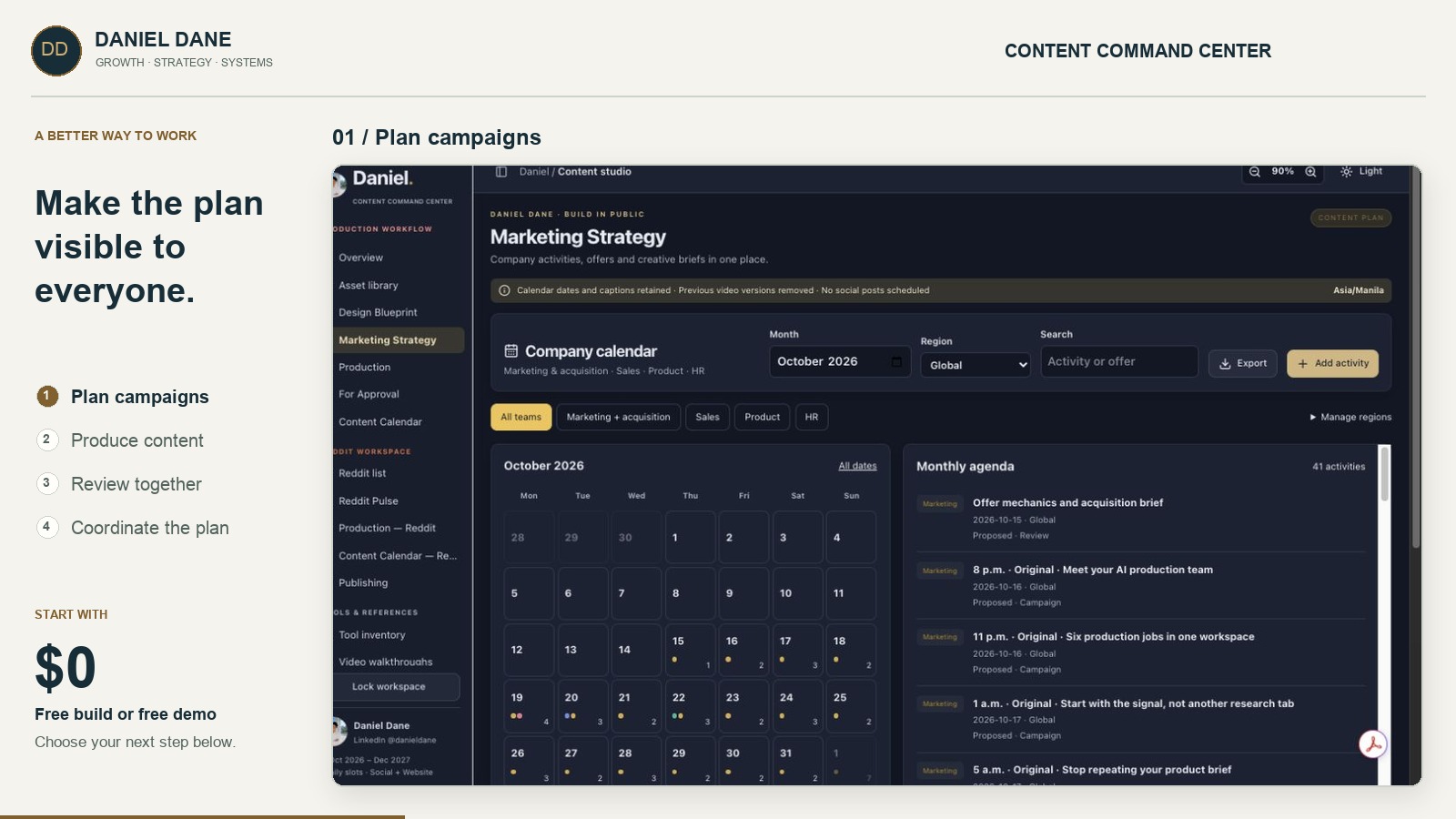 Content Command Center video walkthrough showing the content workspace